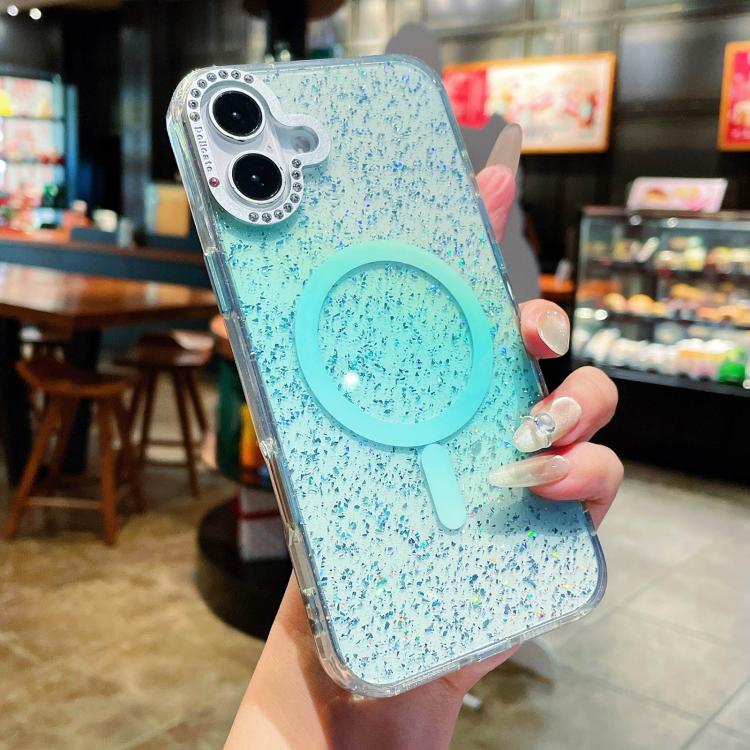 For iPhone 17 Blink Series Metal Lens Frame MagSafe Magnetic IMD Phone Case(Dark Teal)