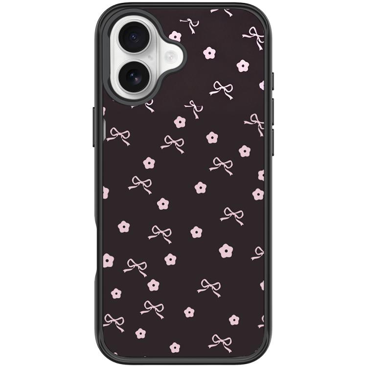 For iPhone 17 Bow Flower Pattern Magnetic Phone Case(Black)