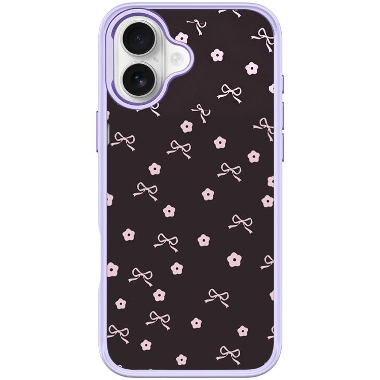 For iPhone 17 Bow Flower Pattern Magnetic Phone Case(Light Purple)