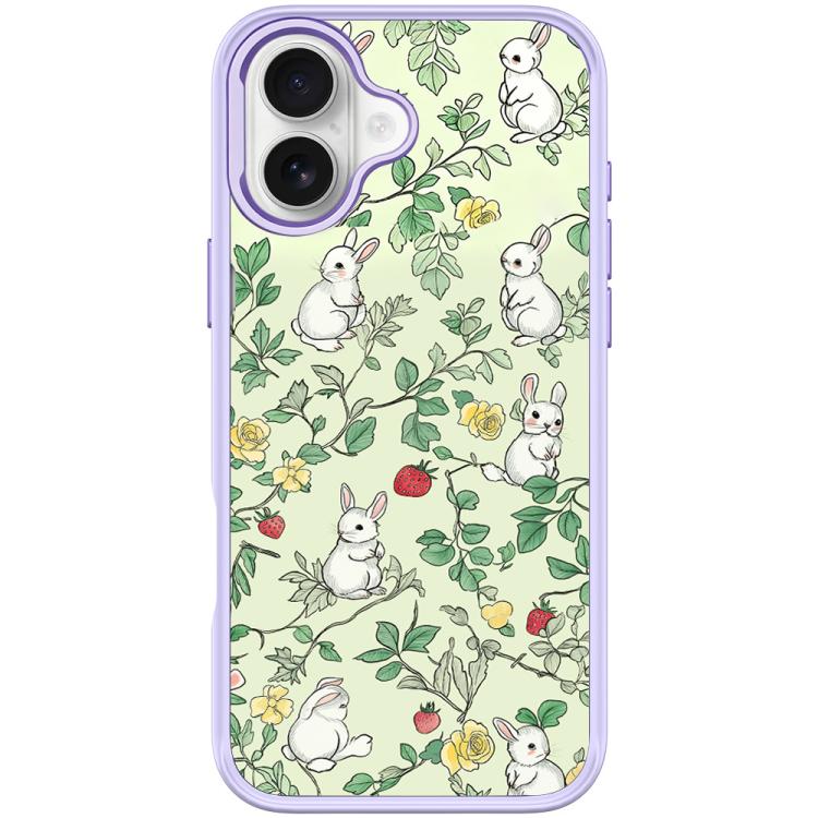 For iPhone 17 Branch Rabbit Pattern Magnetic Phone Case(Light Purple)