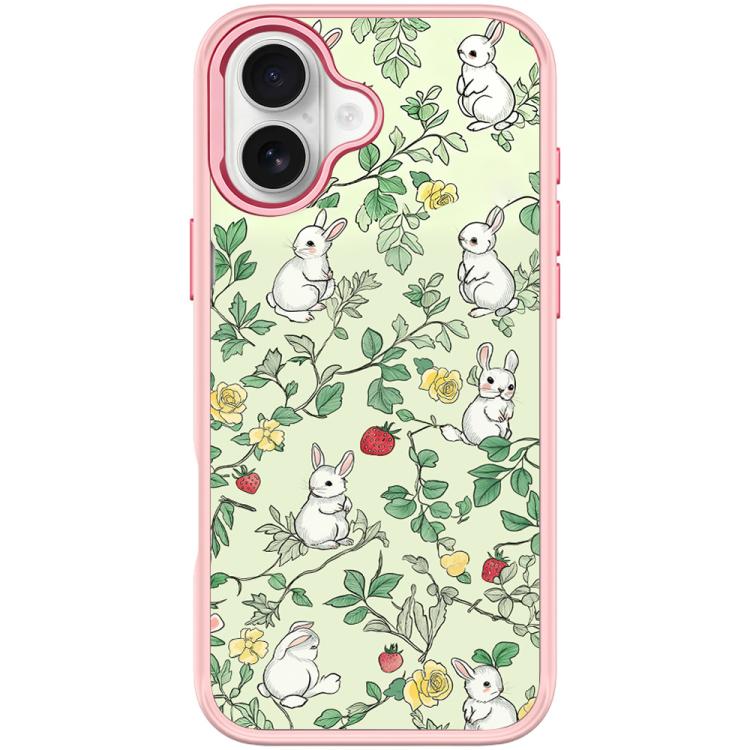 For iPhone 17 Branch Rabbit Pattern Magnetic Phone Case(Pink)