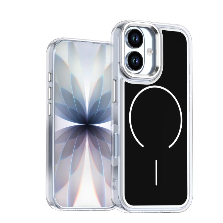 For iPhone 17 Bright Shadow Two-color MagSafe Magnetic Phone Case(Black)