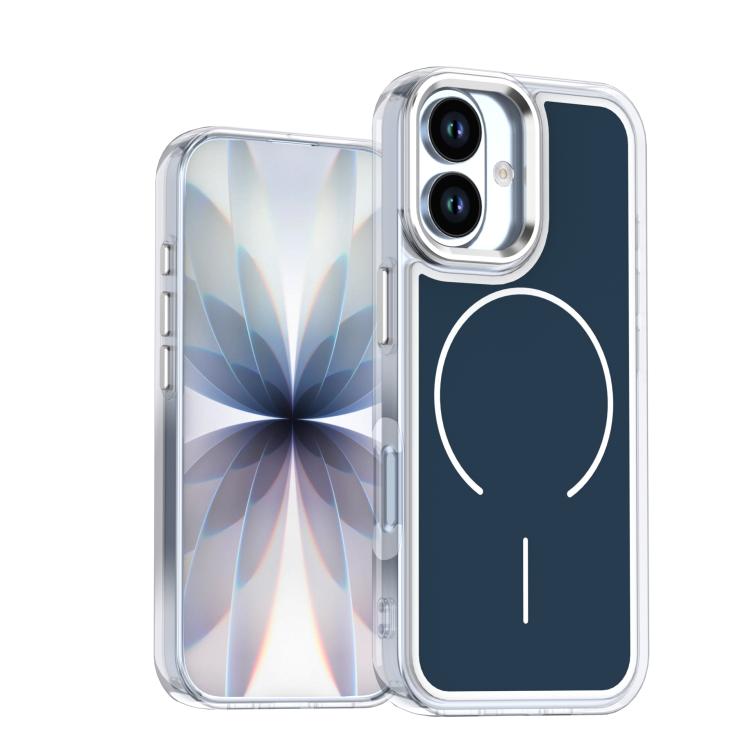 For iPhone 17 Bright Shadow Two-color MagSafe Magnetic Phone Case(Blue)