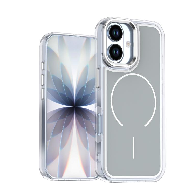 For iPhone 17 Bright Shadow Two-color MagSafe Magnetic Phone Case(Grey)