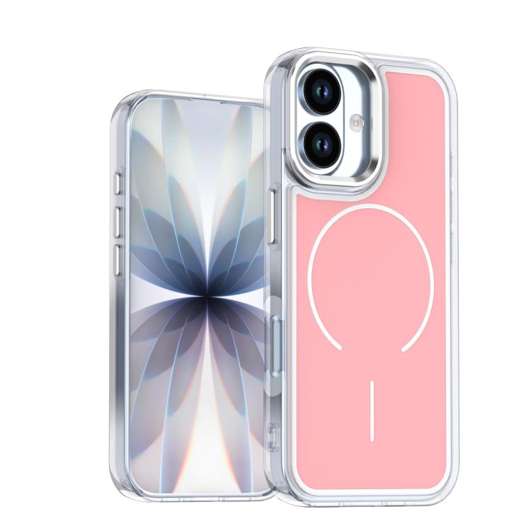 For iPhone 17 Bright Shadow Two-color MagSafe Magnetic Phone Case(Pink)
