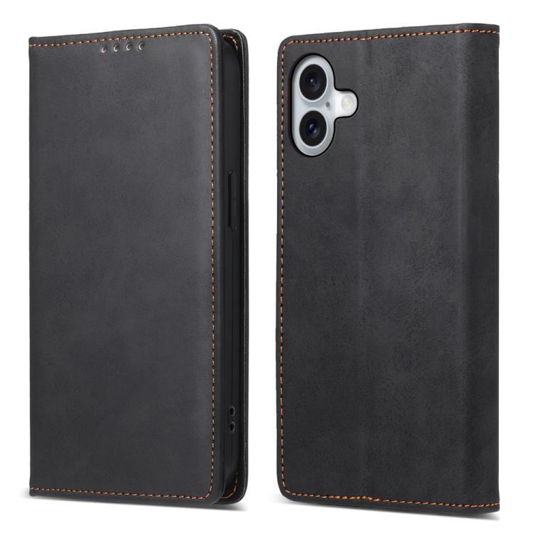 For iPhone 17 Business Solid Color Magnetic RFID Leather Phone Case(Black)