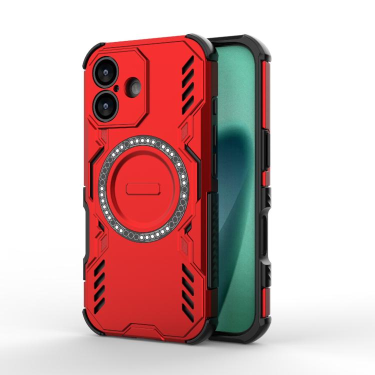 For iPhone 17 Butterfly Armor MagSafe Magnetic Ring Shockproof Phone Case(Red)