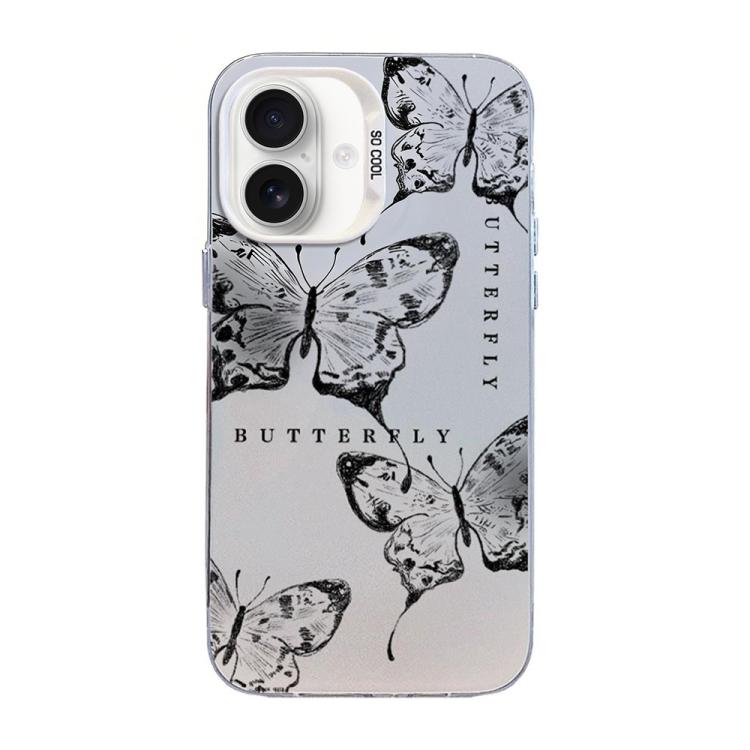 For iPhone 17 Butterfly Pattern Silver Plating PC Hybrid TPU Phone Case(Ink Wash)