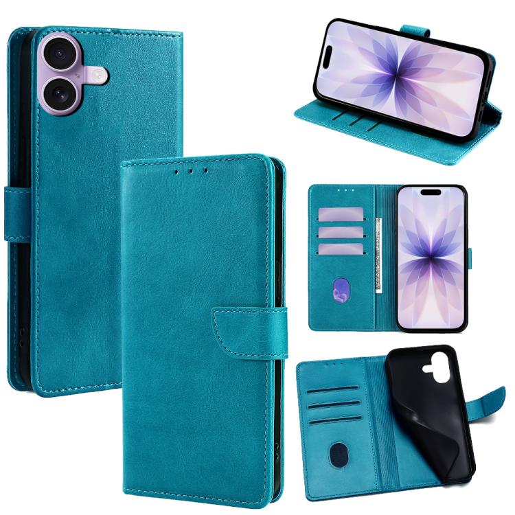 For iPhone 17 Calf Texture Buckle Flip Leather Phone Case(Light Blue)