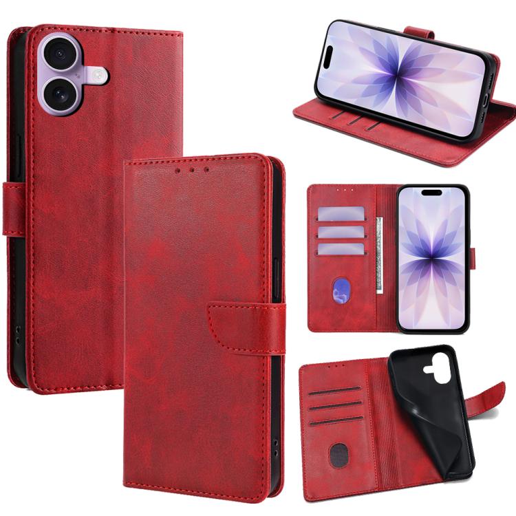 For iPhone 17 Calf Texture Buckle Flip Leather Phone Case(Red)