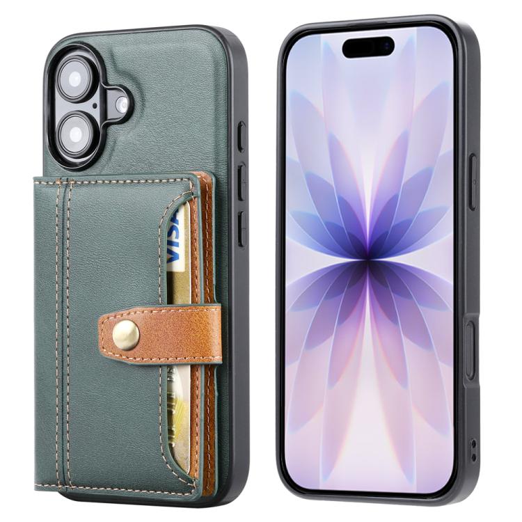 For iPhone 17 Calfskin Card Slot TPU Hybrid PU Phone Case(Green)