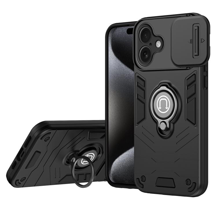 For iPhone 17 Camshield Ring Holder Phone Case(Black)