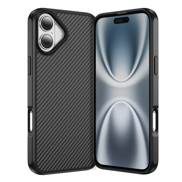 For iPhone 17 Carbon Fiber Texture Skin-feel MagSafe Phone Case(Black)