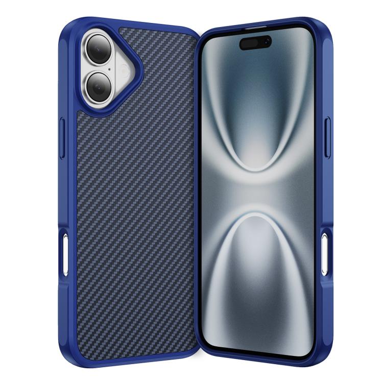 For iPhone 17 Carbon Fiber Texture Skin-feel MagSafe Phone Case(Blue)