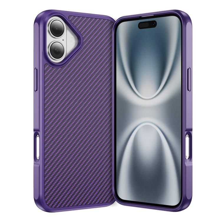 For iPhone 17 Carbon Fiber Texture Skin-feel MagSafe Phone Case(Purple)