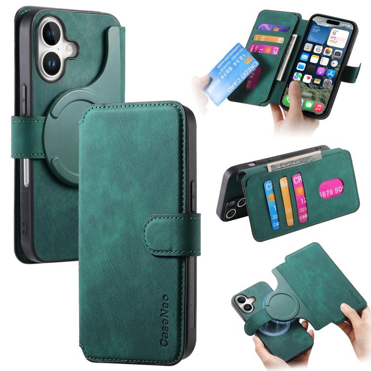 For iPhone 17 CaseNeo MagSafe RFID Anti-theft Retro Leather Phone Case(Green)