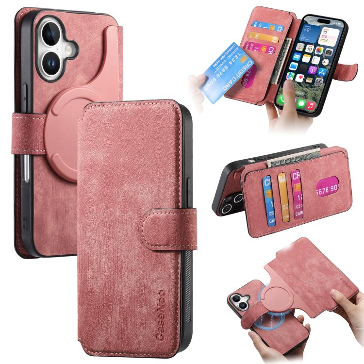 For iPhone 17 CaseNeo MagSafe RFID Anti-theft Retro Leather Phone Case(Pink)