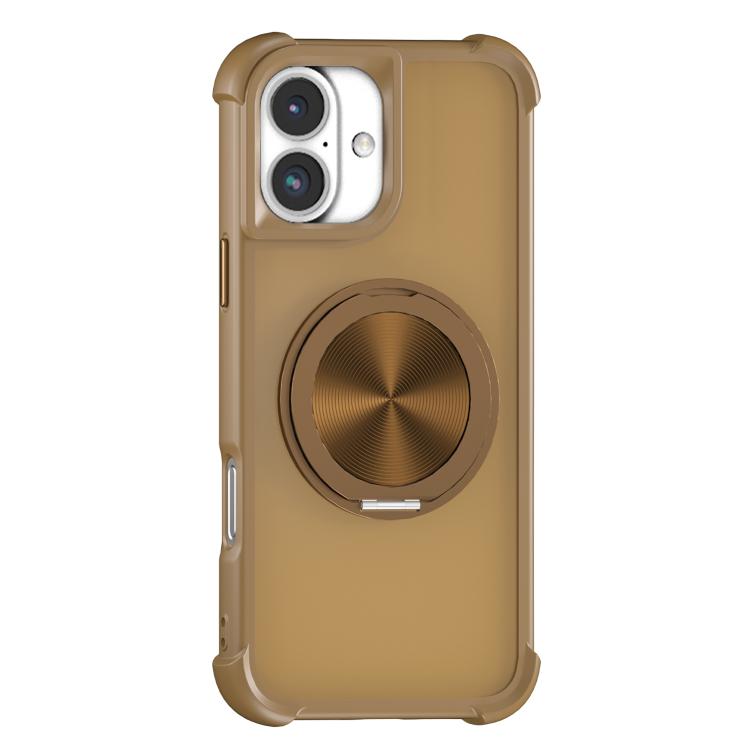 For iPhone 17 CD Texture 360 Degree Rotating Holder MagSafe Phone Case(Desert Gold)