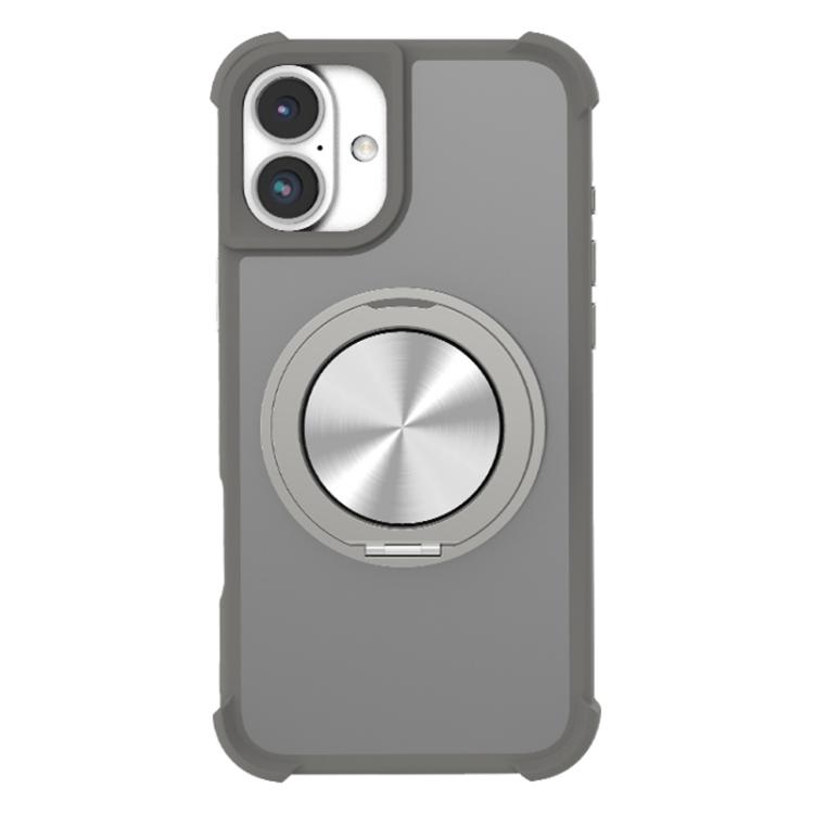 For iPhone 17 CD Texture 360 Degree Rotating Holder MagSafe Phone Case(Grey)