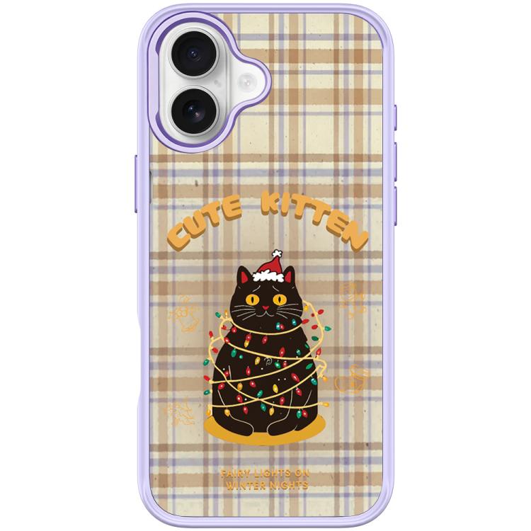 For iPhone 17 Christmas Cat Pattern Magnetic Phone Case(Light Purple)