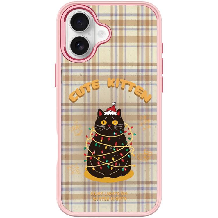 For iPhone 17 Christmas Cat Pattern Magnetic Phone Case(Pink)