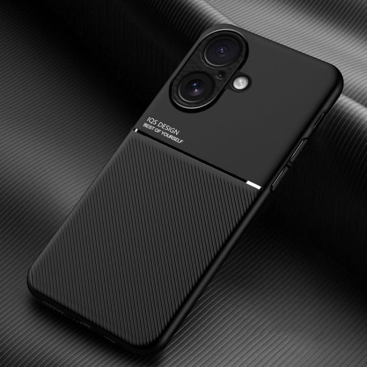 For iPhone 17 Classic Tilt Strip Grain Magnetic Shockproof PC + TPU Phone Case(Black)