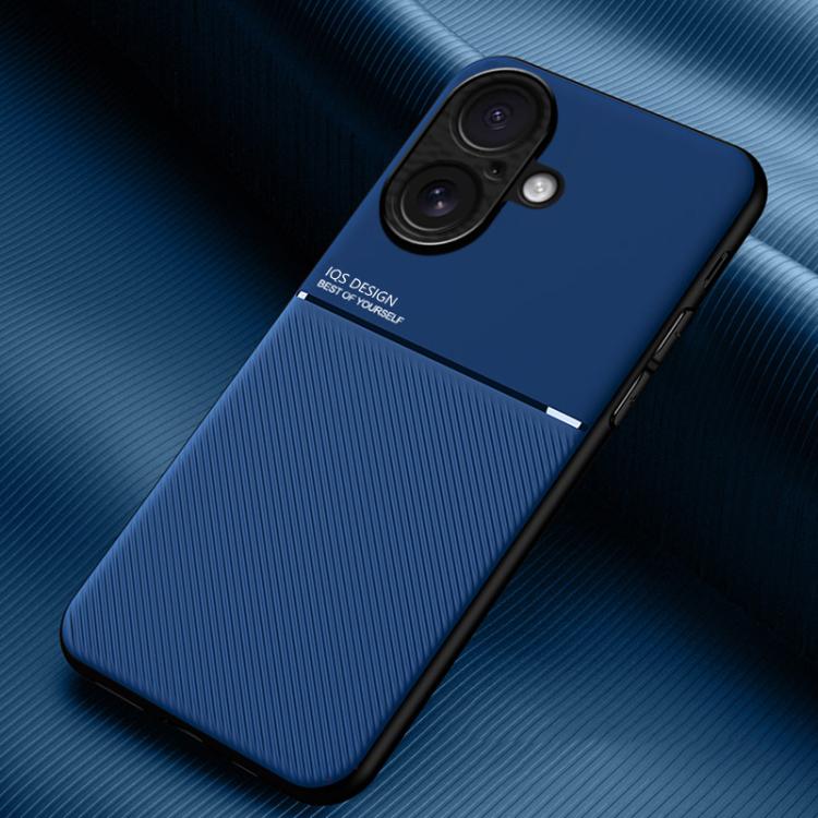For iPhone 17 Classic Tilt Strip Grain Magnetic Shockproof PC + TPU Phone Case(Blue)