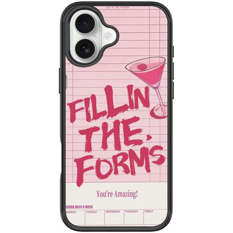 For iPhone 17 Cocktail and Text Pattern Magnetic Phone Case(Black)