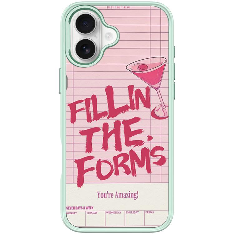 For iPhone 17 Cocktail and Text Pattern Magnetic Phone Case(Light Green)