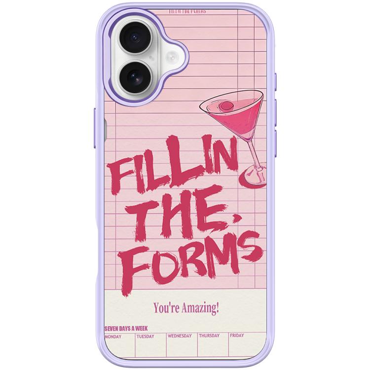 For iPhone 17 Cocktail and Text Pattern Magnetic Phone Case(Light Purple)