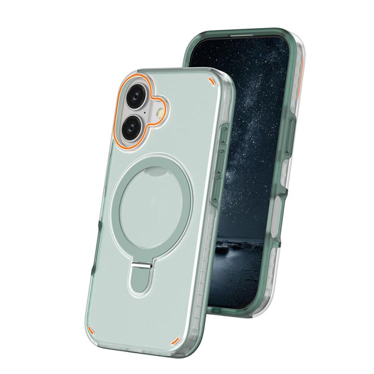 For iPhone 17 Colorful 2 in 1 MagSafe Ring Holder Phone Case(Mint Green)