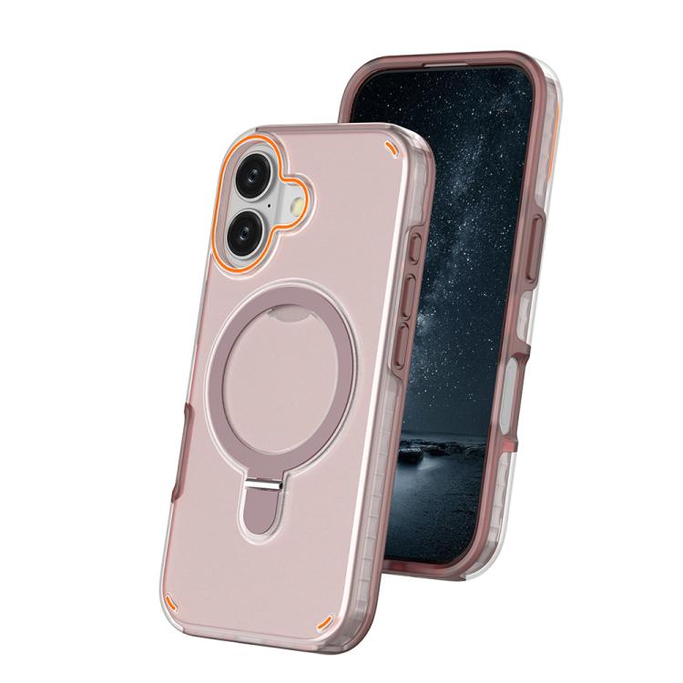 For iPhone 17 Colorful 2 in 1 MagSafe Ring Holder Phone Case(Pink)