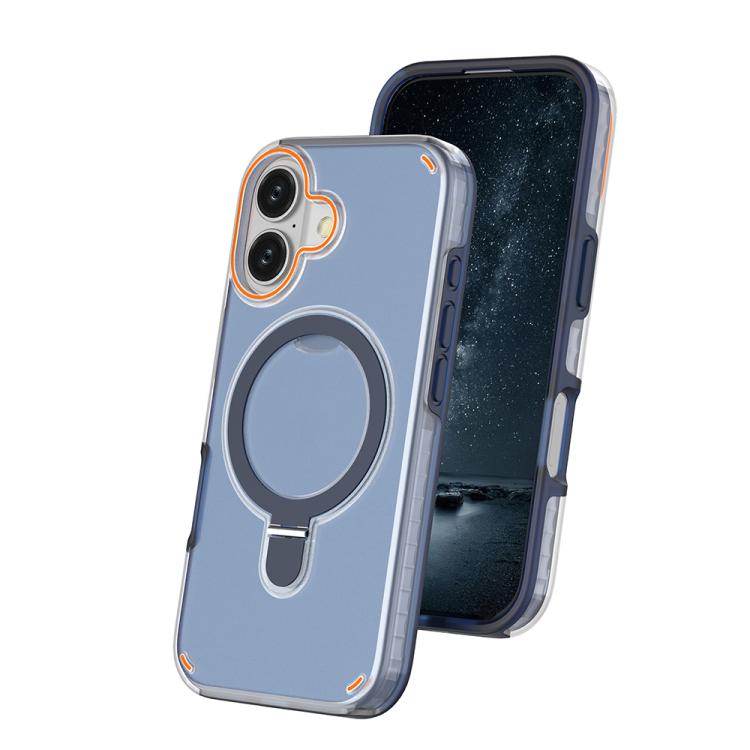 For iPhone 17 Colorful 2 in 1 MagSafe Ring Holder Phone Case(Royal Blue)