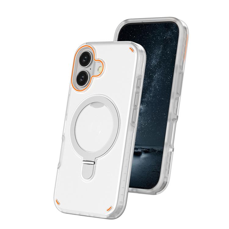 For iPhone 17 Colorful 2 in 1 MagSafe Ring Holder Phone Case(Transparent)