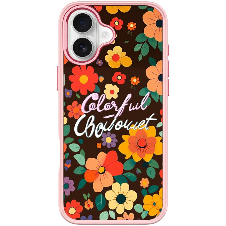 For iPhone 17 Colorful Flowers Pattern Magnetic Phone Case(Pink)