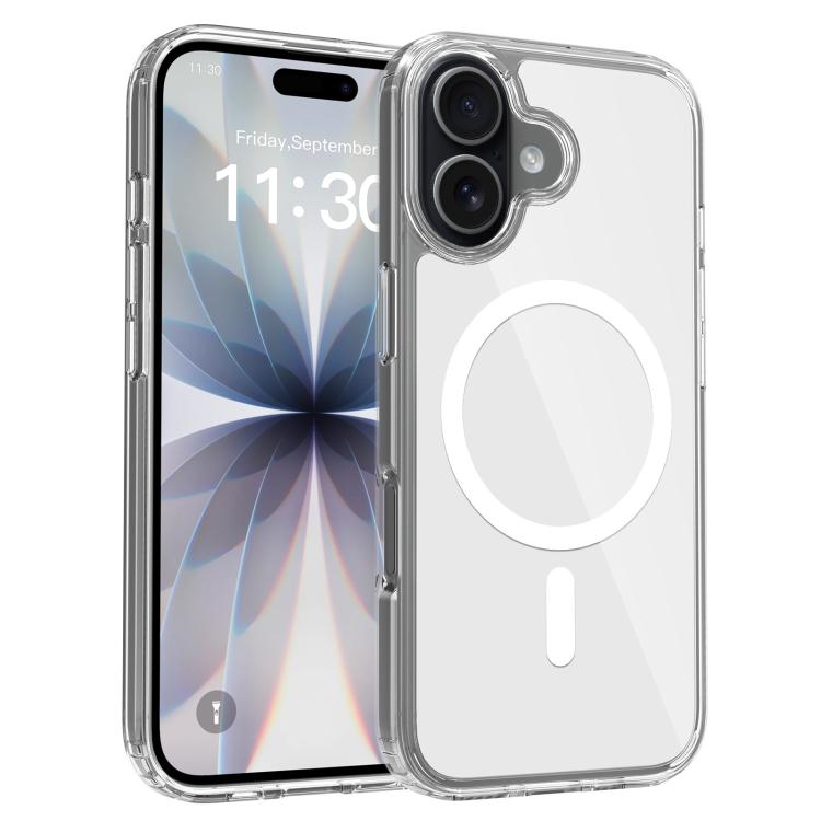 For iPhone 17 Colorful Hard PC Hybrid Soft TPU Magnetic Phone Case(White)