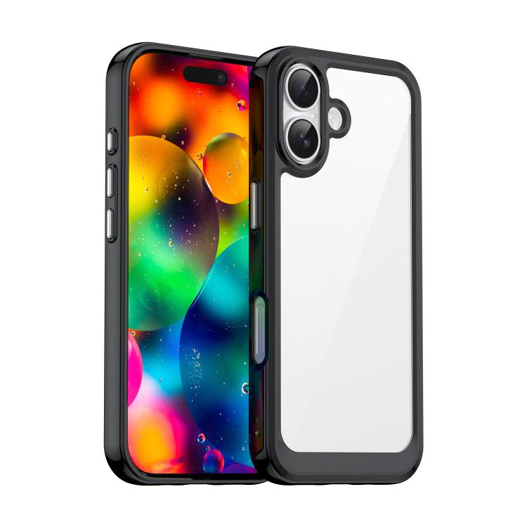 For iPhone 17 Colorful Series Acrylic + TPU Phone Case(Black)