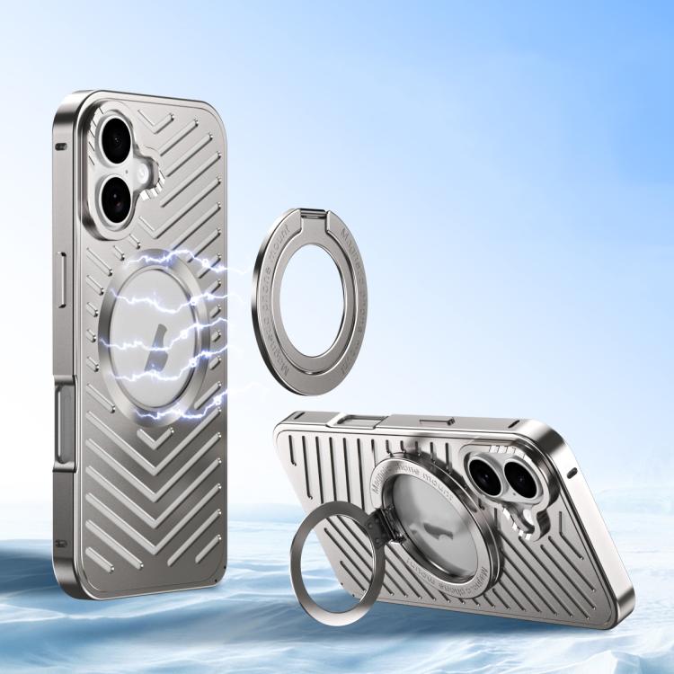For iPhone 17 Cooling MagSafe Magnetic Holder Metal Phone Case(Titanium)
