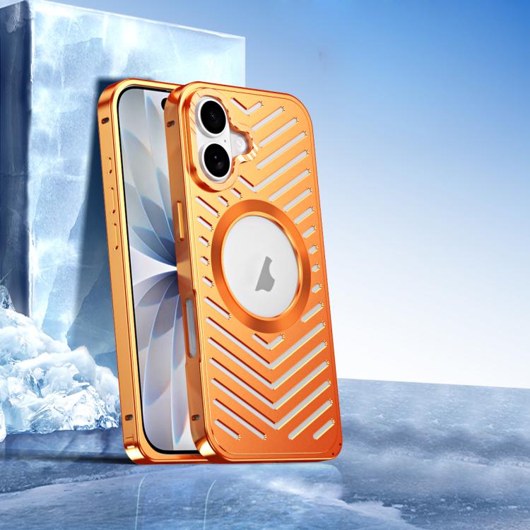 For iPhone 17 Cooling MagSafe Magnetic Metal Phone Case(Orange)