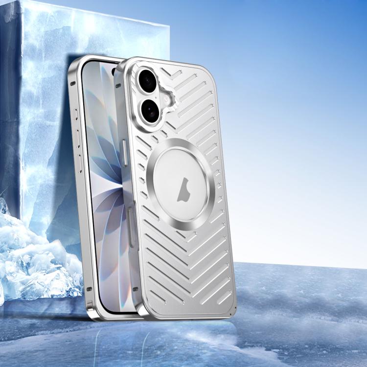 For iPhone 17 Cooling MagSafe Magnetic Metal Phone Case(Silver)