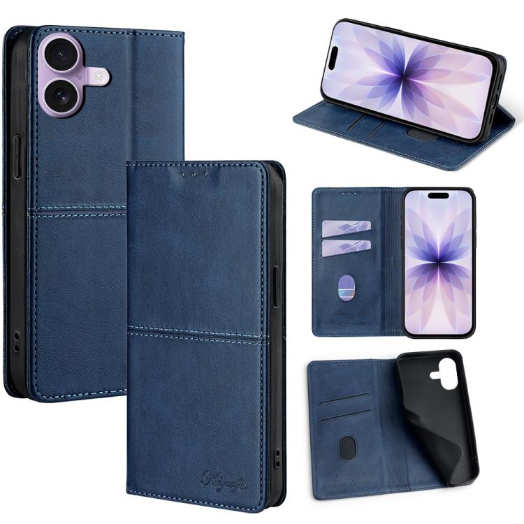 For iPhone 17 Cow Texture Magnetic Leather Phone Case(Blue)