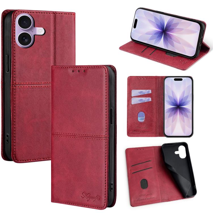 For iPhone 17 Cow Texture Magnetic Leather Phone Case(Red)