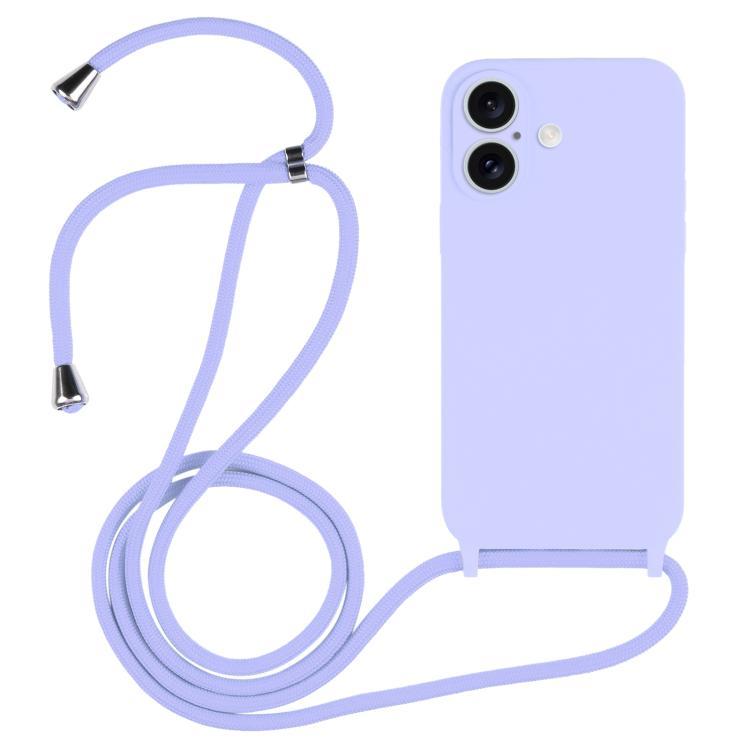 For iPhone 17 Crossbody Lanyard Liquid Silicone Case(Light Purple)