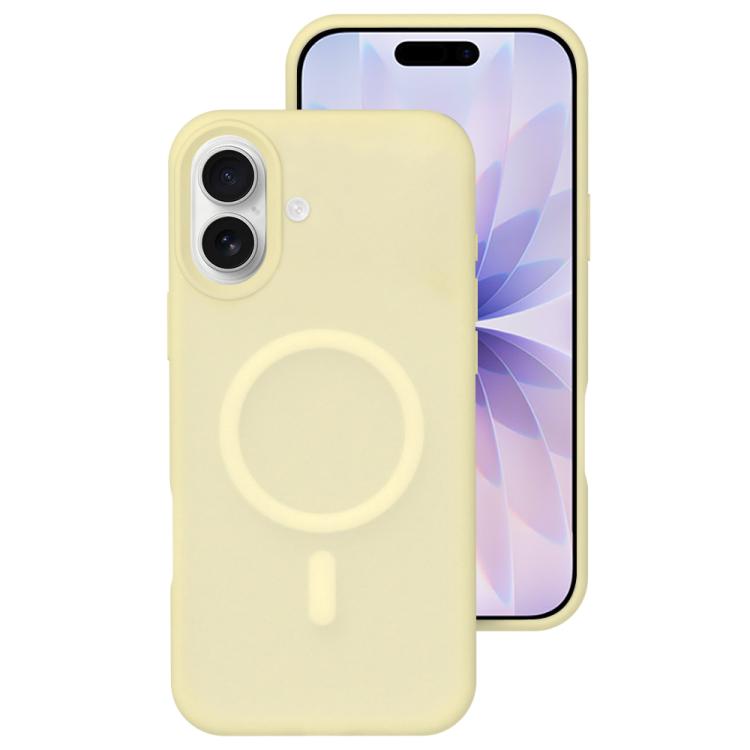 For iPhone 17 Crystal-Clear Colors Skin-friendly Feel Liquid Silicone Magnetic Phone Case(Yellow)