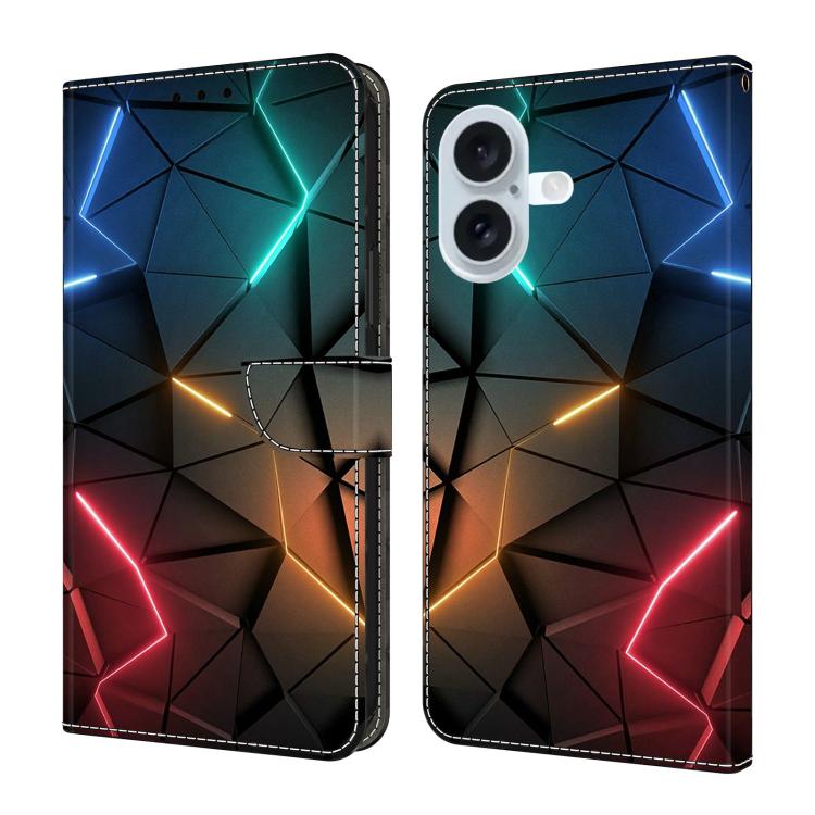For iPhone 17 Crystal-Like Painted Vegan Leather Phone Case(Light Rift)