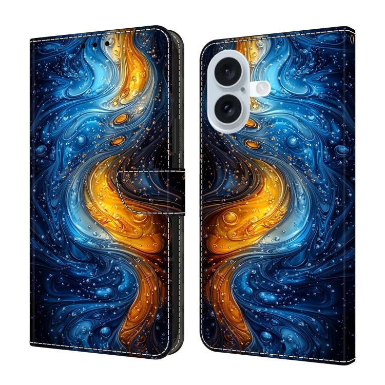 For iPhone 17 Crystal-Like Painted Vegan Leather Phone Case(Liquid)