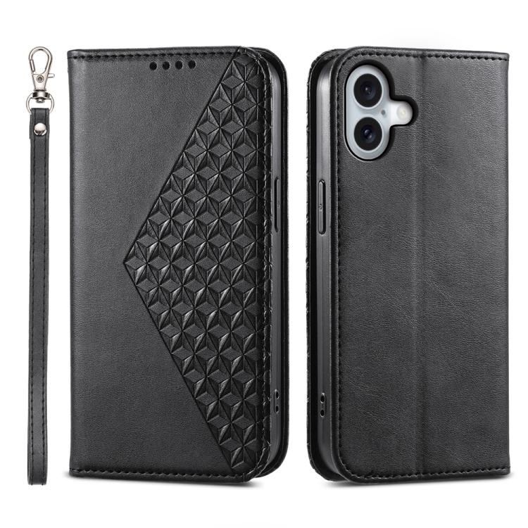 For iPhone 17 Cubic Grid Calf Texture Magnetic Leather Phone Case(Black)