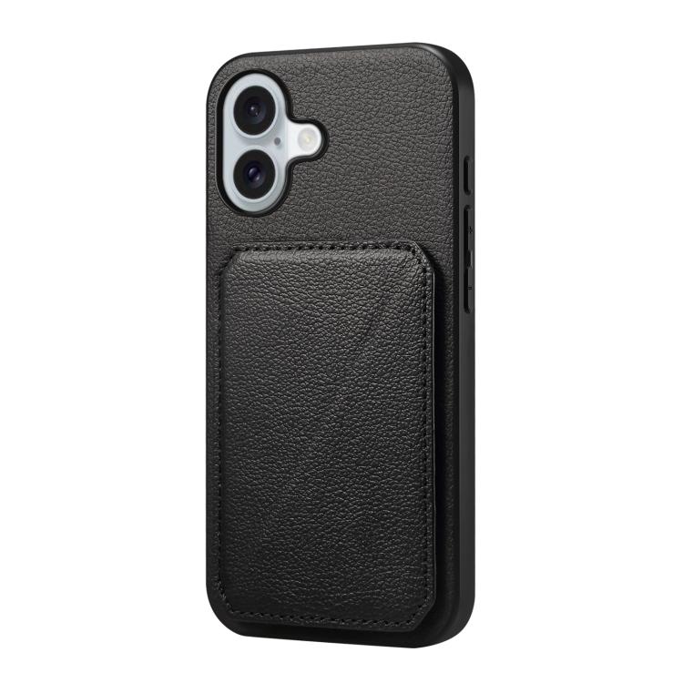 For iPhone 17 D04 Calf Texture Dual Card Slot Holder Phone Case(Black)