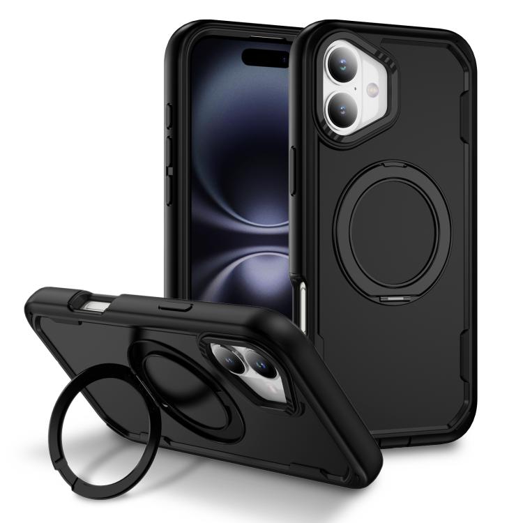 For iPhone 17 Defend Rugged Gear Holder MagSafe Phone Case(Black)