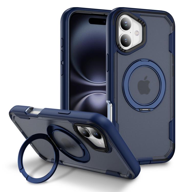 For iPhone 17 Defend Rugged Gear Holder MagSafe Phone Case(Blue + Transparent Blue)
